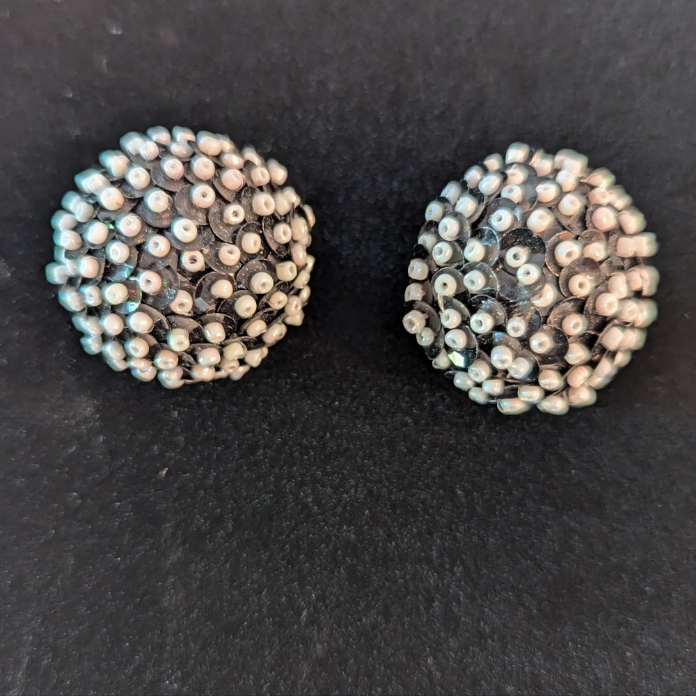 Clip on Sequin and Bead Earrings.